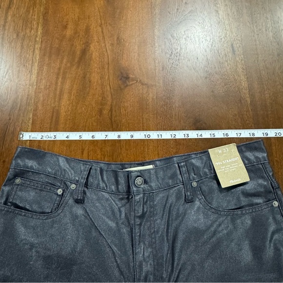 New! Madewell The '90s Straight Jean in Midnight Blue Foil Coated Jeans Size 33 - Picture 8 of 10